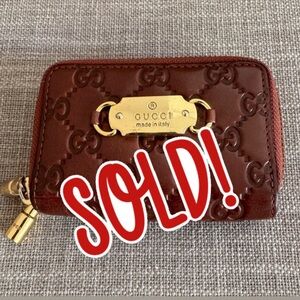 🌟SALE🌟GUCCI Guccisima Brown Leather Compact Wallet/Key Case. EXCELLENT condition